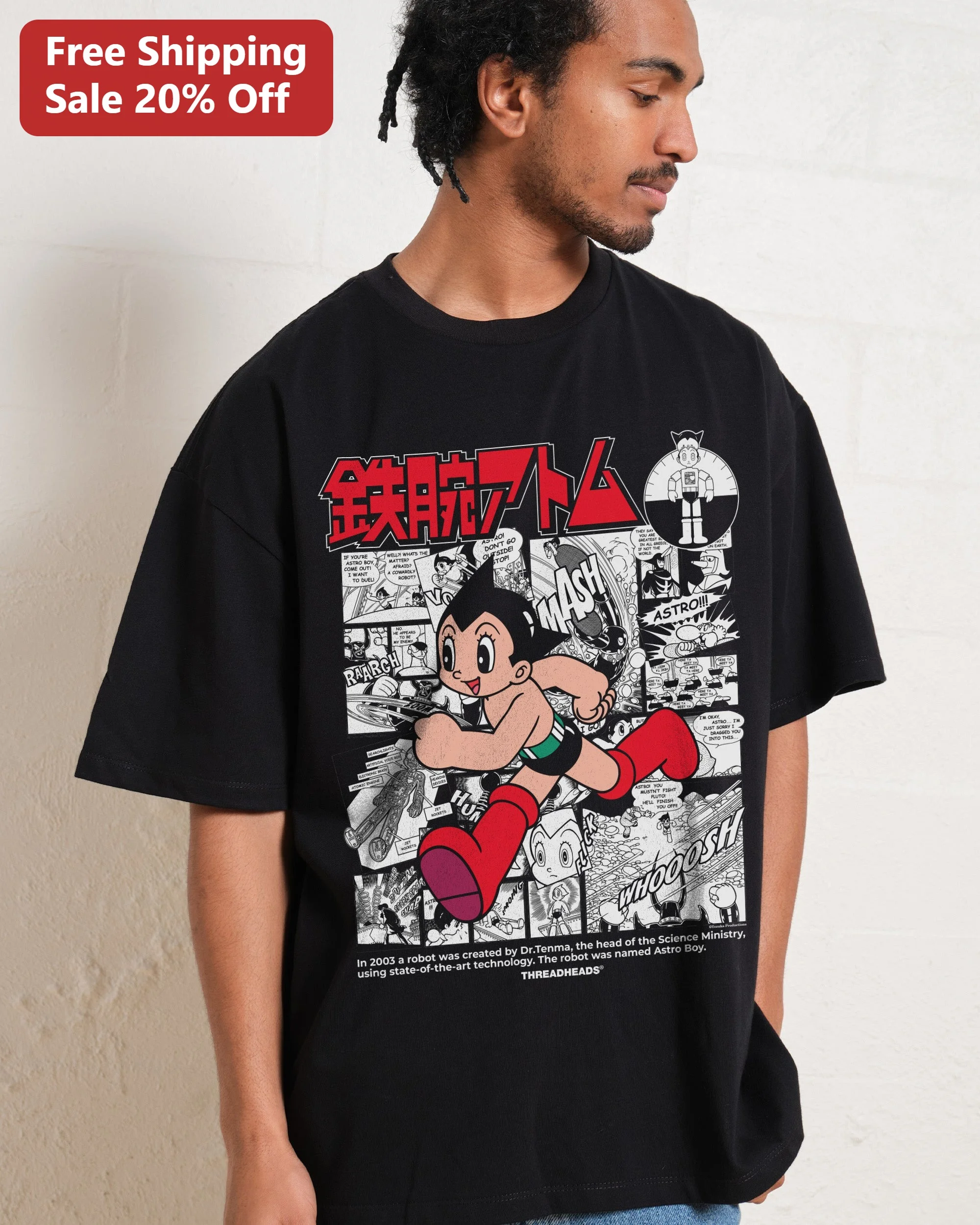 Astro Boy Tetsuwan Atom 2003 Anime Graphic Tee Osamu Tezuka Manga Retro Oversized Shirt