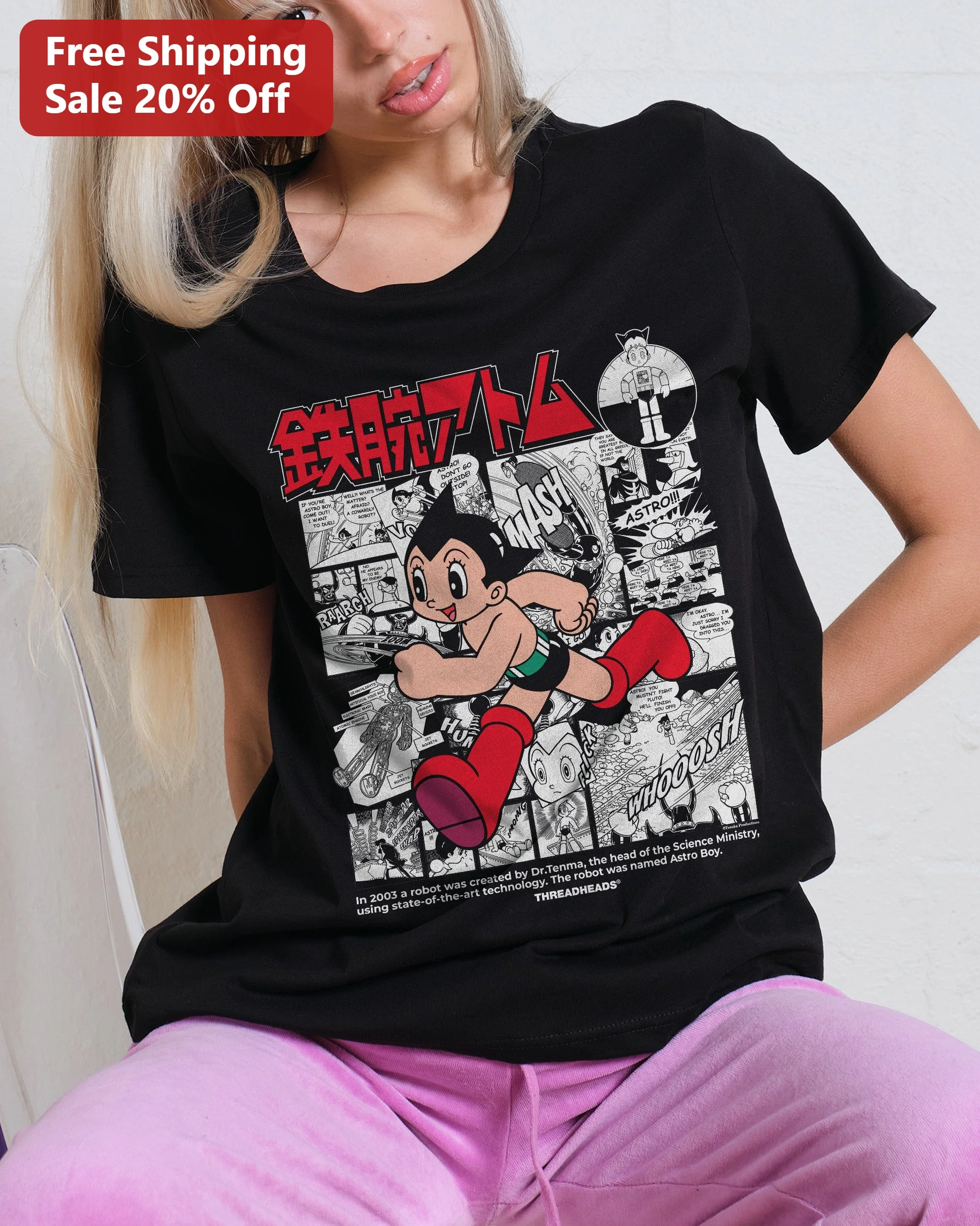 Astro Boy Tetsuwan Atom Graphic Tee Retro Anime Manga Design Gift for Fans