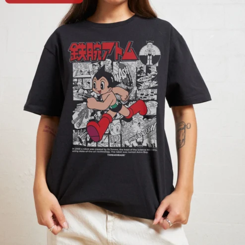 Astro Boy Tetsuwan Atom Manga Panel Graphic Tee Retro Anime Gift