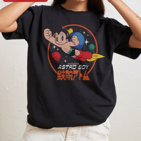 Astro Boy Tetsuwan Atom Retro Anime Graphic Tee Osamu Tezuka Mighty Atom Shirt