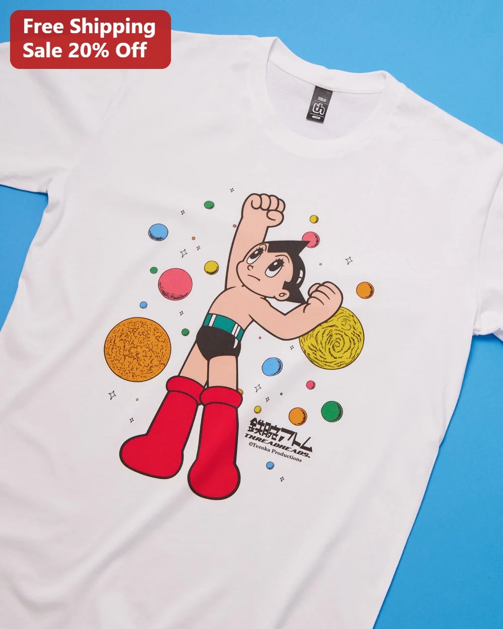 Astro Boy Threadheads Vintage Cosmic Flight Graphic Tee for Anime Fans