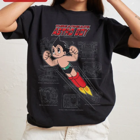 Astro Boy Vintage Anime Tee Retro Robot Anatomy Graphic T-Shirt for Men Women