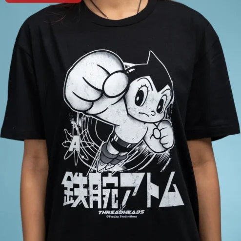Astro Boy Vintage Distressed Graphic Tee Black and White T-Shirt
