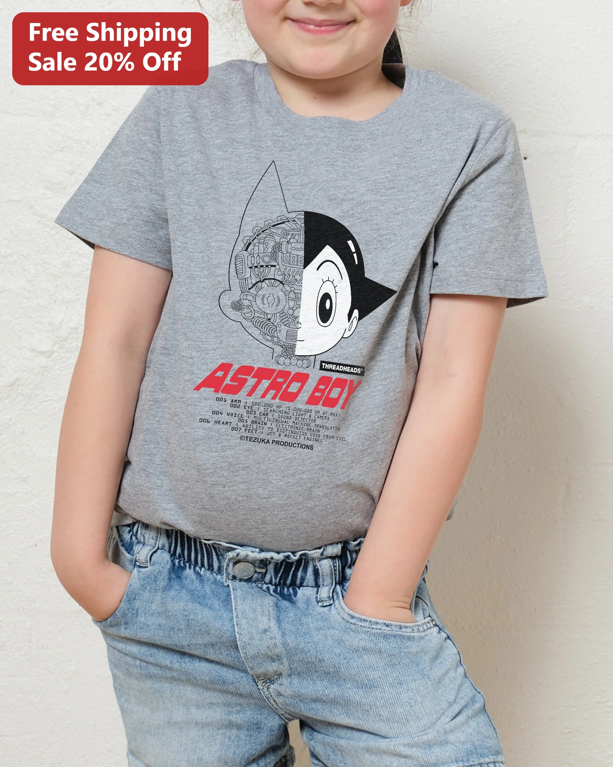 Astro Boy Vintage Retro Anime Robot Head Data Graphic Tee for Kids and Men