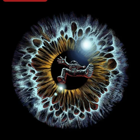Astronaut Falling Into Eye Surreal Art Print Cosmic Sci-Fi Wall Decor