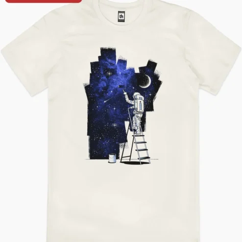 Astronaut Painting Galaxy Tee Surreal Space Artist Graphic Shirt for Dreamers