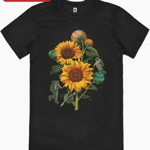 Astronaut Sunflower Art Print Cosmic Floral Space Botanical Wall Decor Vintage Celestial Illustratio on a hanger, ready to ship from Chicago, Illinois
