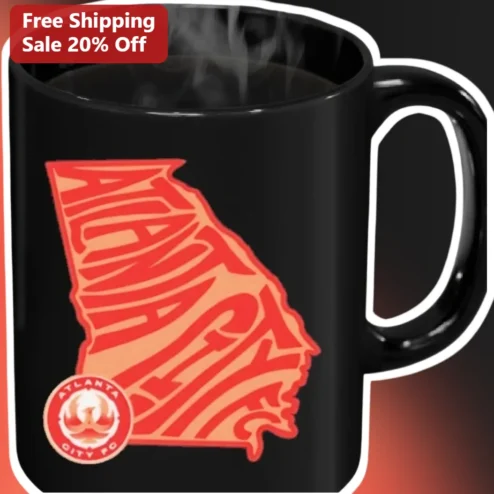 Atlanta City Mug Georgia State Outline Soccer Fan Souvenir Coffee Cup Gift