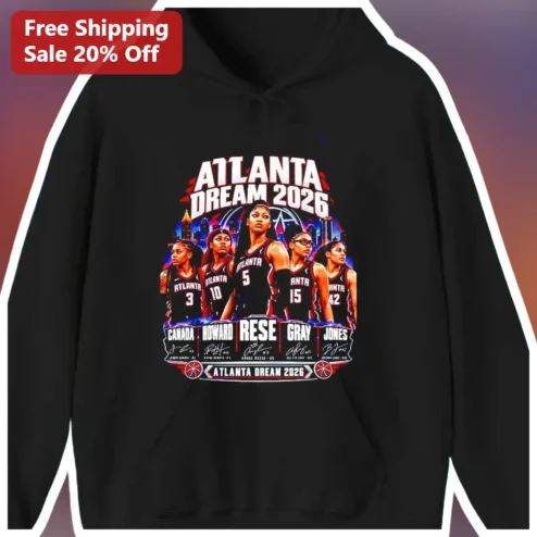 Atlanta Dream 2026 Hoodie WNBA Basketball Fan Gear Pullover with Player Signatures