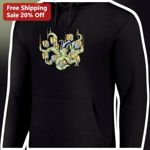 ATMOSPHERE Octopus Graphic Hoodie Music Fan Gift Black Pullover