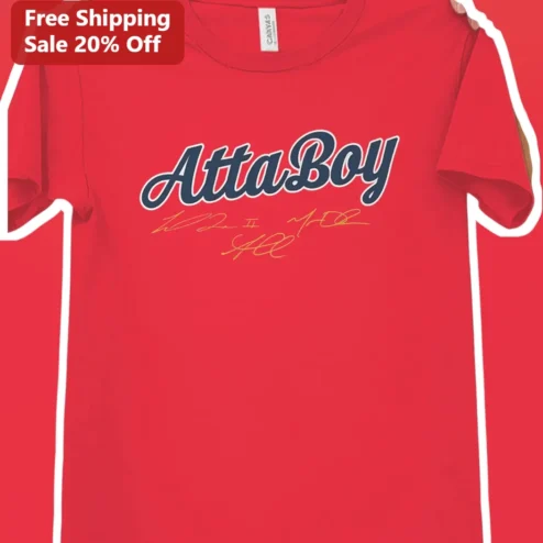 Atta Boy Tee Funny Award Office Joke Retro Script Graphic T-Shirt for Men and Kids