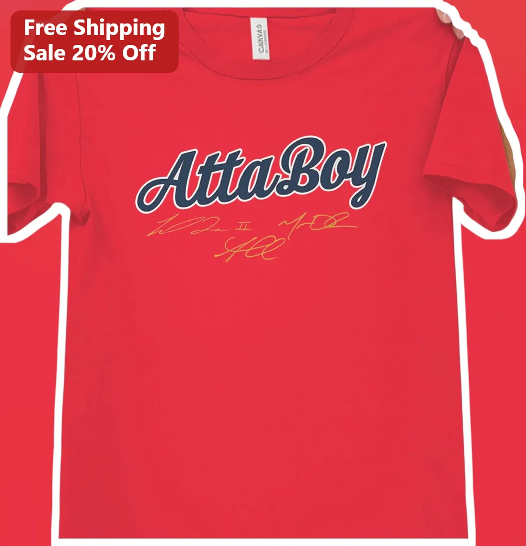 Atta Boy Tee Funny Award Office Joke Retro Script Graphic T-Shirt for Men and Kids