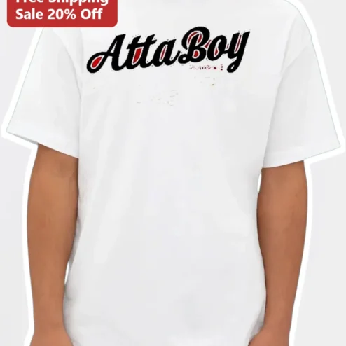 Atta Boy Tee Retro Script Funny Award Shirt for Men Women Coach Baseball Gift