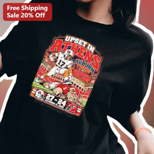 Auburn Tigers vs Georgia Bulldogs Upset in Athens Vintage Football Tee