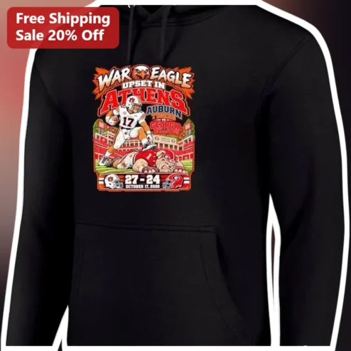 Auburn Tigers vs Georgia Bulldogs War Eagle Upset in Athens Hoodie College Football Rivalry SEC Game Day Apparel