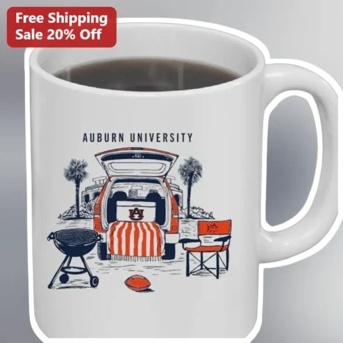 Auburn University Mug Vintage Tailgate Scene Coffee Cup Gameday Gift for Tigers Fans