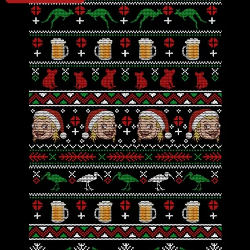Australian Christmas Ugly Sweater Graphic Tee Funny Aussie Animals Holiday Shirt