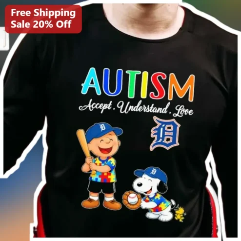 AUTISM Accept. Understand. Love Charlie Brown Snoopy Long Sleeve Shirt Autism Awareness Gift