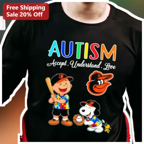 Autism Accept Understand Love Charlie Brown Snoopy Tee Autism Awareness Baseball Gift