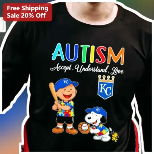 AUTISM Accept. Understand. Love Charlie Brown Snoopy Tee Autism Awareness Gift