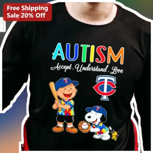 Autism Accept Understand Love Long Sleeve Tee Charlie Brown Snoopy Peanuts Autism Awareness Gift
