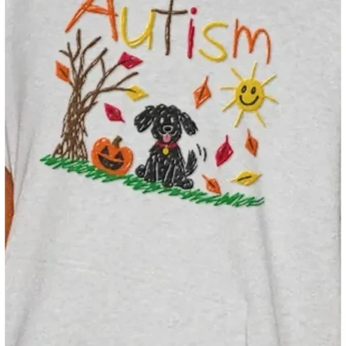 Autism Tee Halloween Crayon Dog Design Neurodiversity Acceptance Gift for Parents