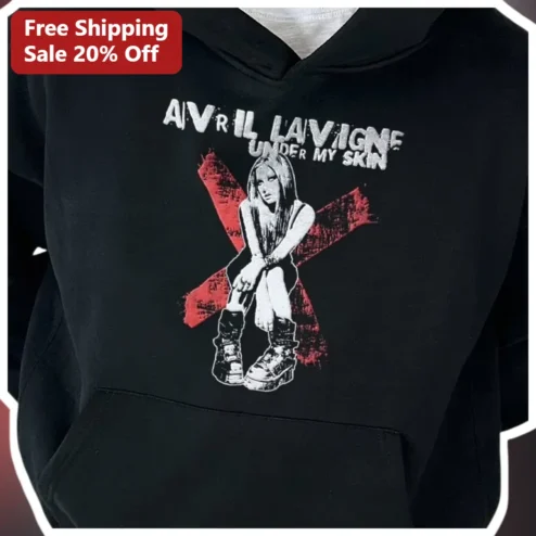 Avril Lavigne Under My Skin Hoodie Y2K Pop Punk Album Merch Graphic Pullover