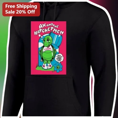 AX AND THE HATCHETMEN Hoodie Punk Rock Ska Band Merch Cartoon Turtle Graphic Pullover