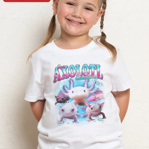 Axolotl Funny Graphic Tee You Axolotl Questions Cute Amphibian Lover Gift Shirt on a hanger, ready to ship from Chicago, Illinois