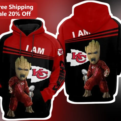 Baby Groot Kansas City Chiefs I AM Hoodie