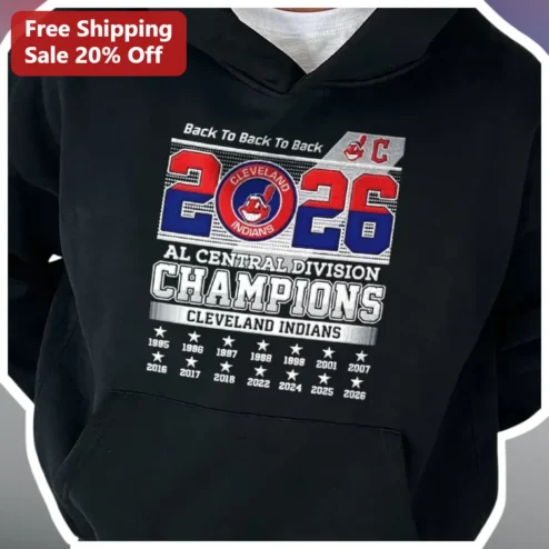 Back To Back To Back AL Central Division Champions Hoodie Baseball Fan Gear