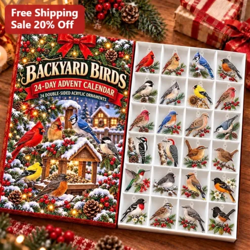 Backyard Birds 24-Day Advent Calendar Ornament Set Bird Lover Gift for Nature Lovers