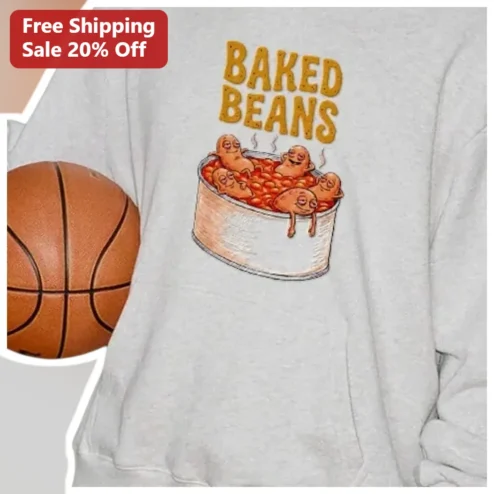 Baked Beans Funny Foodie Sweatshirt Vintage Cartoon Bean Pun Gift for Men Women