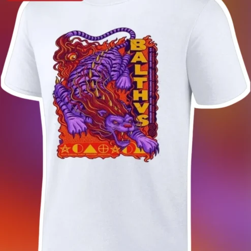 BALTHVS Tee Psychedelic Tiger Retro Rock Band Merch Graphic T-Shirt