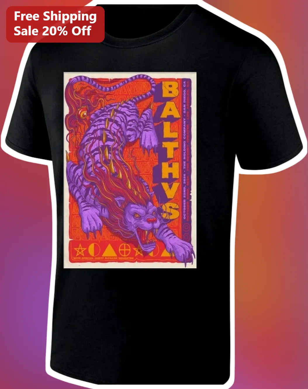 BALTHVS Tee Vintage Psychedelic Concert Poster Graphic T-Shirt Indie Rock Band Merch