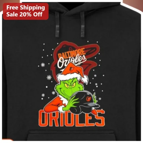Baltimore Orioles Grinch Pullover Hoodie Christmas Holiday Gift for Men Women