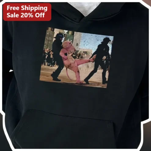 Barney Kicking Cop Meme Hoodie Viral Streetwear Graphic Pullover for Gen Z
