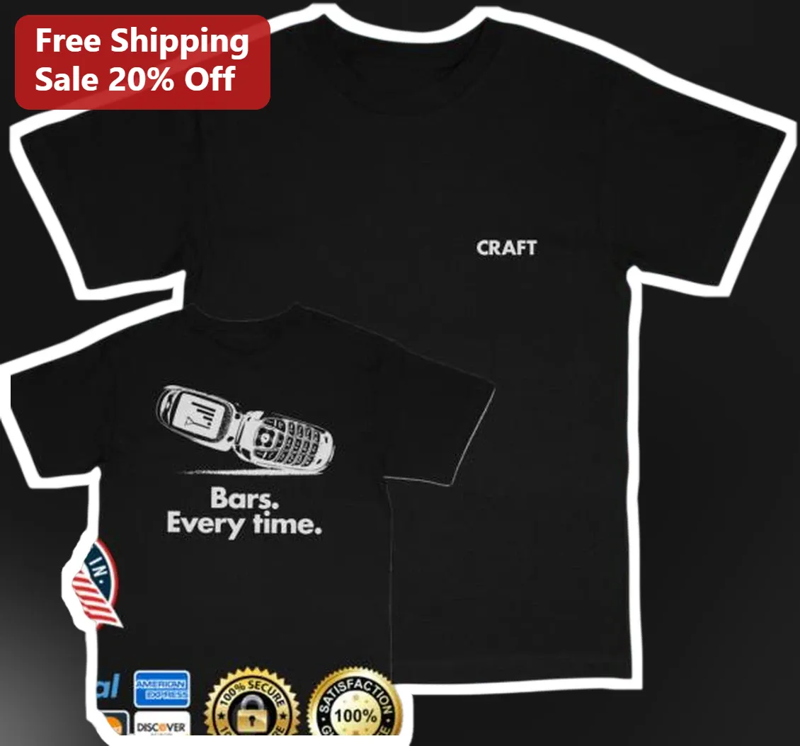 Bars. Every time. Nokia Retro Tech Humor Graphic Tee for Millennials
