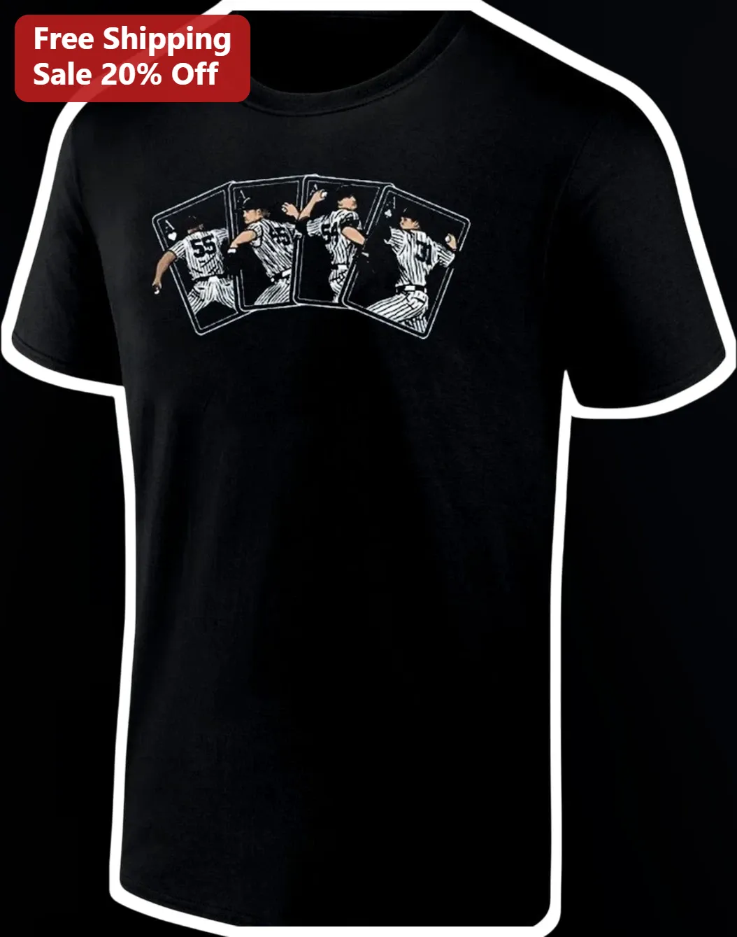 Baseball Pitcher Playing Cards Tee Vintage Sports Graphic Shirt for Men
