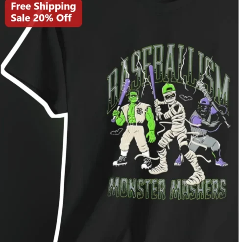Baseballism Monster Mashers Vintage Baseball Halloween Tee