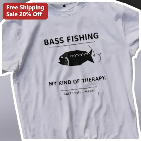 Bass Fishing My Kind Of Therapy Cast Reel Repeat Tee For Anglers
