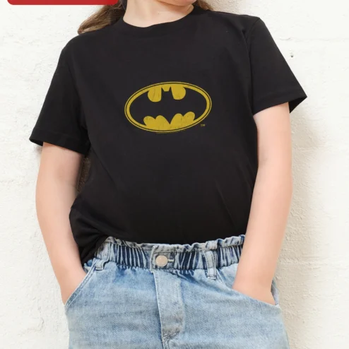 Batman Classic Logo Graphic Tee for Kids Youth DC Comics Superhero Shirt