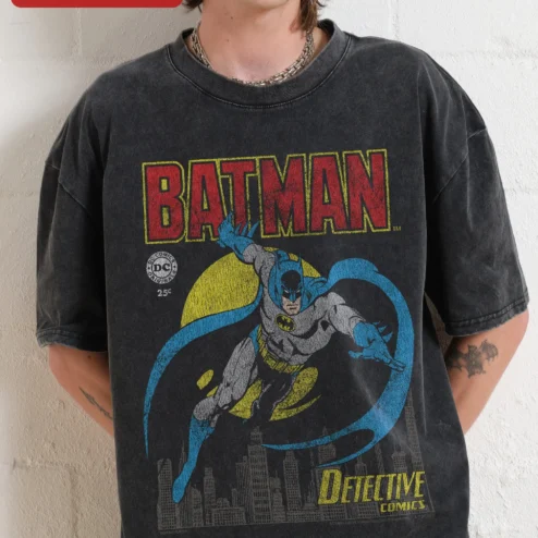 Batman Detective Comics Tee Vintage Comic Cover Art Acid Wash Graphic Shirt for Men Women