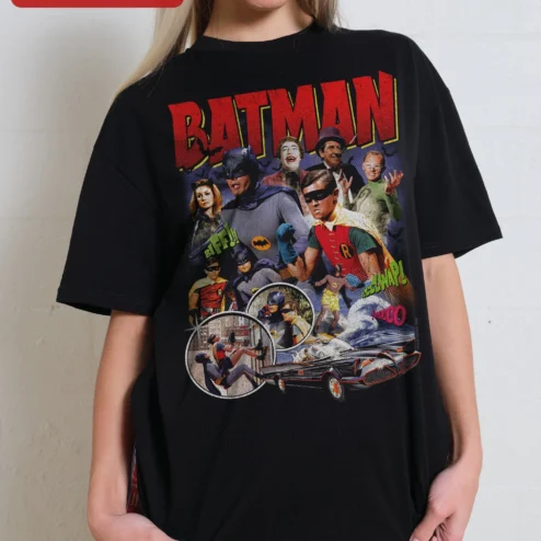 Batman Onomatopoeia Tee 1960s TV Series Biff Zzzaap Pow Graphic Shirt Retro Comic Sound Effects Gift