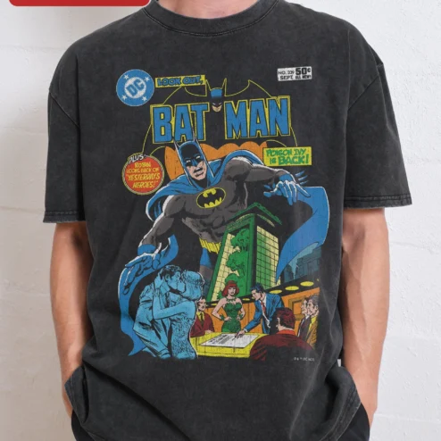 Batman Poison Ivy Robin Vintage Comic Graphic Tee Retro DC Comics Fan Shirt