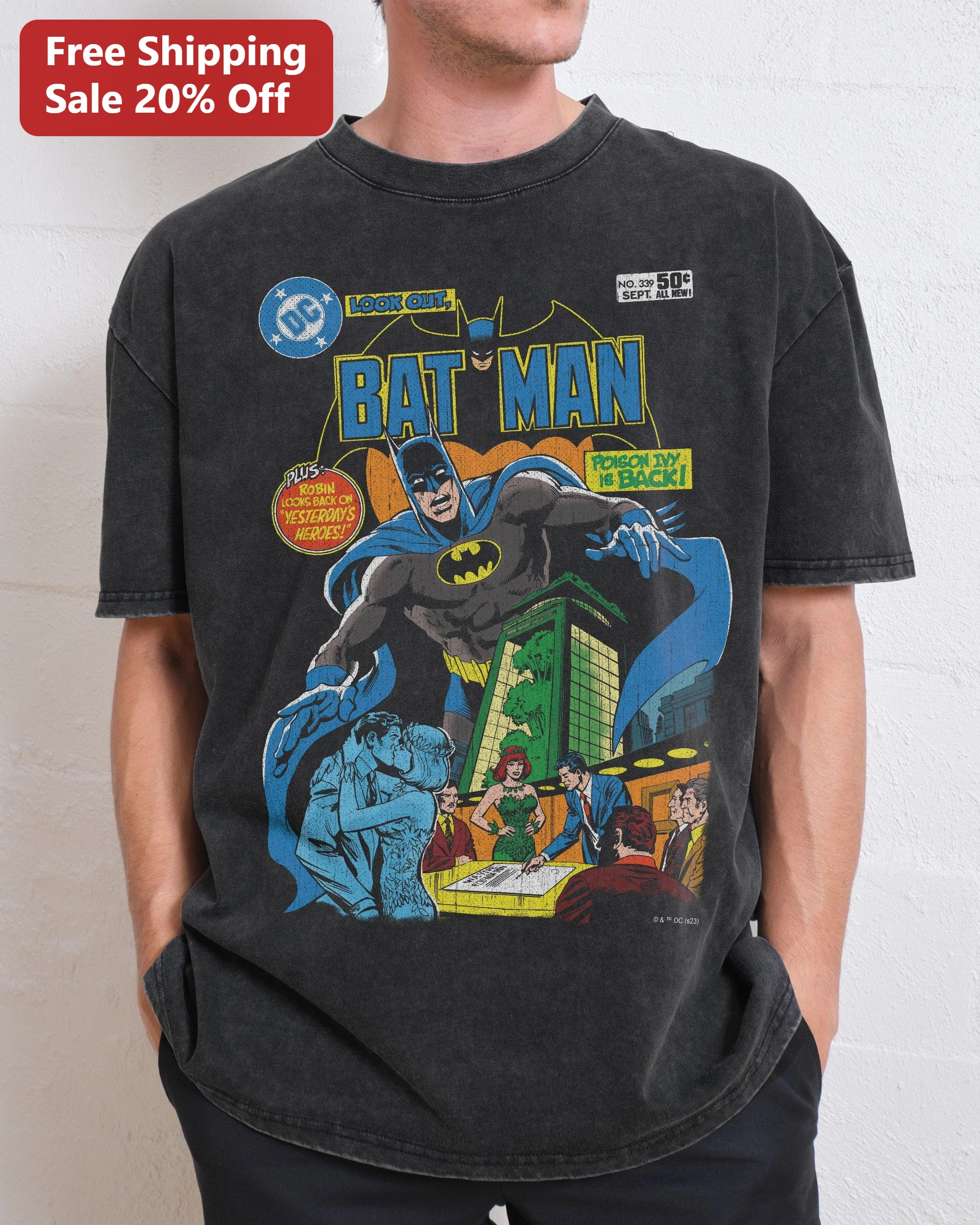 Batman Poison Ivy Robin Vintage Comic Graphic Tee Retro DC Comics Fan Shirt