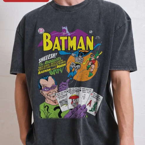 Batman Riddler Sheesh Tee Vintage Comic Art Graphic T-Shirt for DC Fans