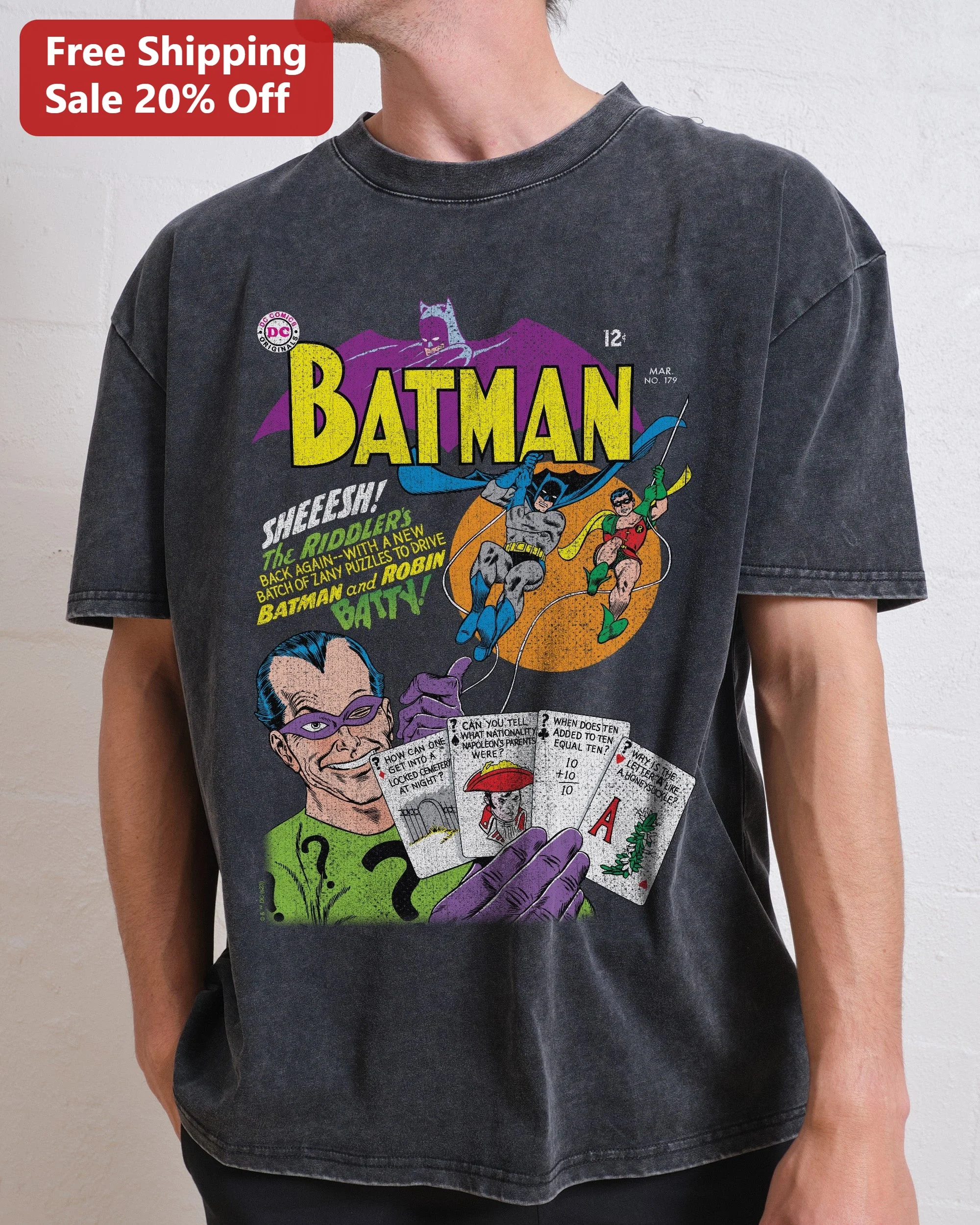 Batman Riddler Sheesh Tee Vintage Comic Art Graphic T-Shirt for DC Fans