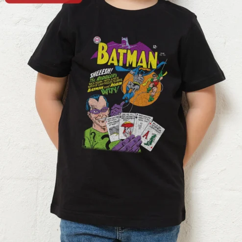 Batman Riddler Vintage Comic Art Tee Kids DC Comics Graphic Shirt