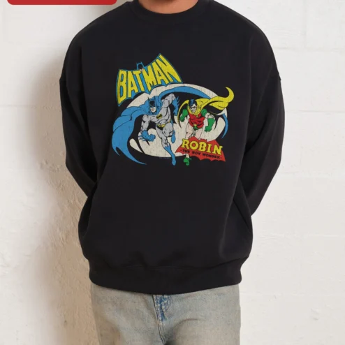 Batman Robin The Boy Wonder Sweatshirt Vintage Comic Book DC Comics Fan Apparel